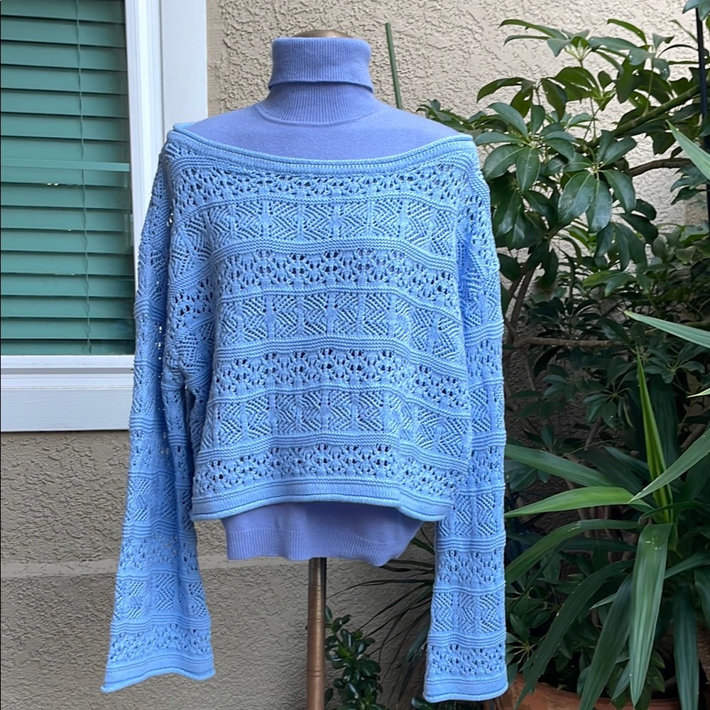 New Cotton On Blue 100% Cotton Cropped Knit Sweater